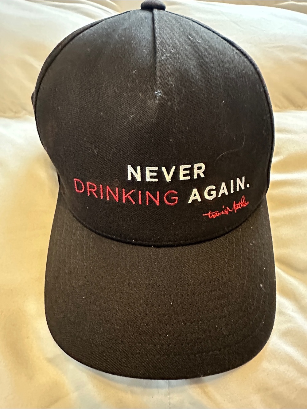 Travis Mathew Black 'Never Drinking Again.' Embroidered Cap